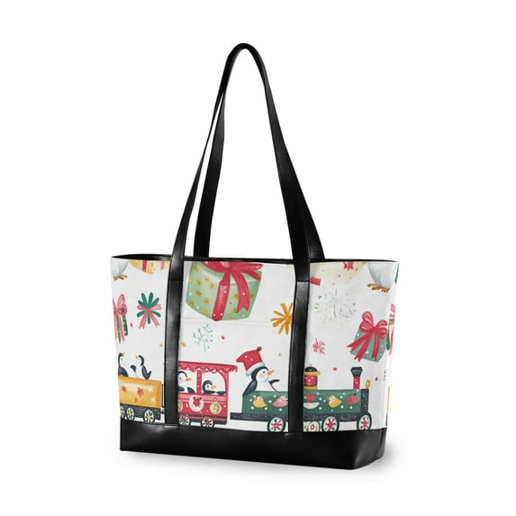 FORMRS Laptop Tote Bag for Women with 15.6" Computer Compartments Handbag, Christmas Penguin