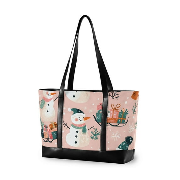 FORMRS Laptop Tote Bag for Women with 15.6" Computer Compartments Handbag, Christmas Snowman