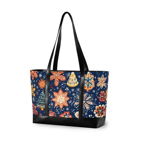 FORMRS Canvas Laptop Tote Bag for Women with 15.6" Computer Compartments Shoulder Handbag, Christmas Splendor