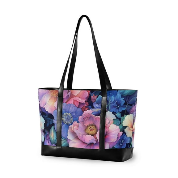 FORMRS Laptop Tote Bag for Women with 15.6" Computer Compartments Handbag, Colorful Art Flowers