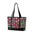 thumbnail image 1 of FORMRS Canvas Laptop Tote Bag for Women with 15.6" Computer Compartments Shoulder Handbag, Colorful Block Pattern, 1 of 7