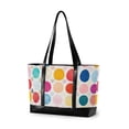 thumbnail image 1 of FORMRS Canvas Laptop Tote Bag for Women with 15.6" Computer Compartments Shoulder Handbag, Colorful Circles, 1 of 7