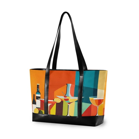 FORMRS Canvas Laptop Tote Bag for Women with 15.6" Computer Compartments Shoulder Handbag, Colorful Cocktails