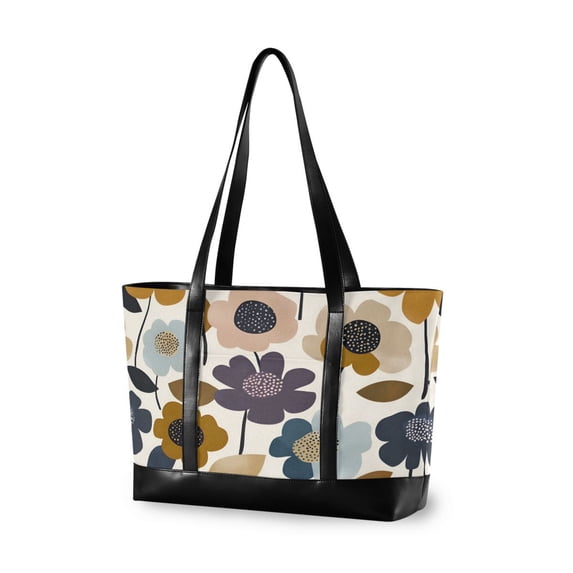 FORMRS Canvas Laptop Tote Bag for Women with 15.6" Computer Compartments Shoulder Handbag, Colorful Floral