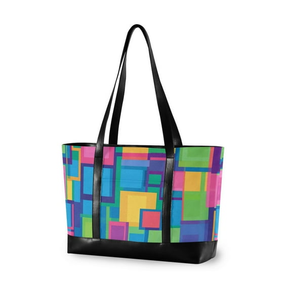 FORMRS Laptop Tote Bag for Women with 15.6" Computer Compartments Handbag, Colorful Geometric Pattern