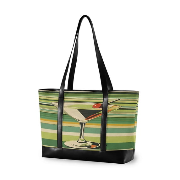 FORMRS Canvas Laptop Tote Bag for Women with 15.6" Computer Compartments Shoulder Handbag, Colorful Martini