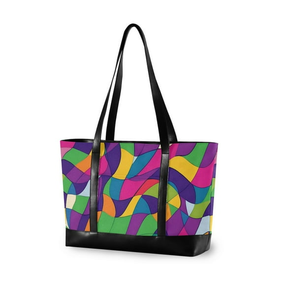 FORMRS Laptop Tote Bag for Women with 15.6" Computer Compartments Handbag, Colorful Plaid