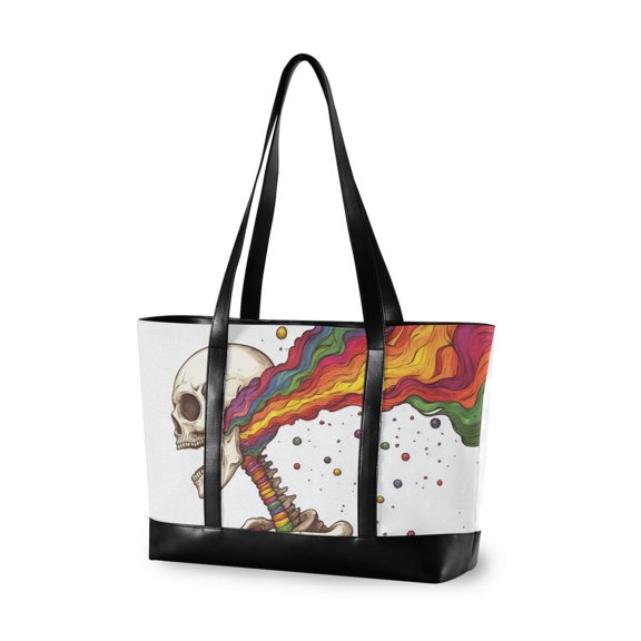 FORMRS Laptop Tote Bag for Women with 15.6" Computer Compartments Handbag, Colorful Skeleton