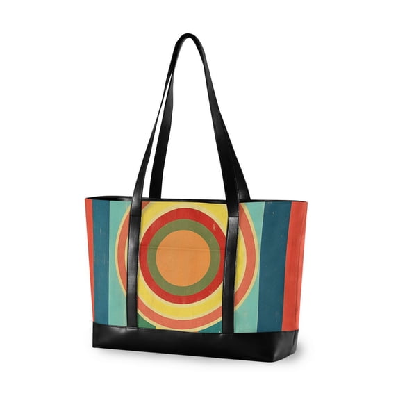 FORMRS Canvas Laptop Tote Bag for Women with 15.6" Computer Compartments Shoulder Handbag, Colorful Stripes