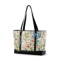 FORMRS Laptop Tote Bag for Women with 15.6" Computer Compartments Handbag, Colorful Wildflowers