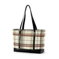 thumbnail image 1 of FORMRS Canvas Laptop Tote Bag for Women with 15.6" Computer Compartments Shoulder Handbag, Cream Plaid, 1 of 7