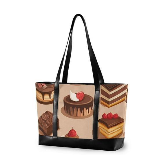 FORMRS Canvas Laptop Tote Bag for Women with 15.6" Computer Compartments Shoulder Handbag, Creamy Cake