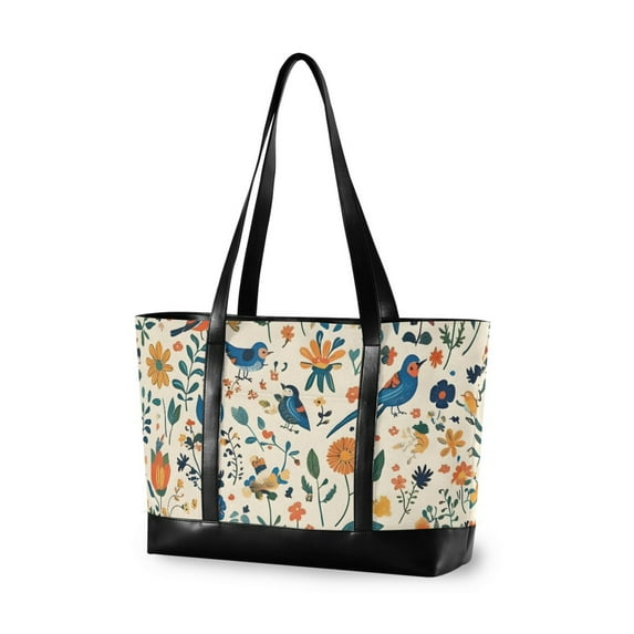 FORMRS Canvas Laptop Tote Bag for Women with 15.6" Computer Compartments Shoulder Handbag, Cute Animals