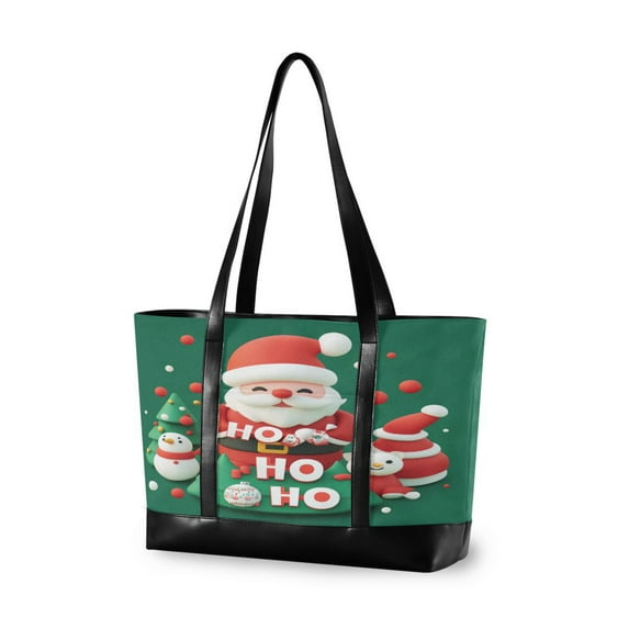 FORMRS Canvas Laptop Tote Bag for Women with 15.6" Computer Compartments Shoulder Handbag, Cute Christmas Pattern