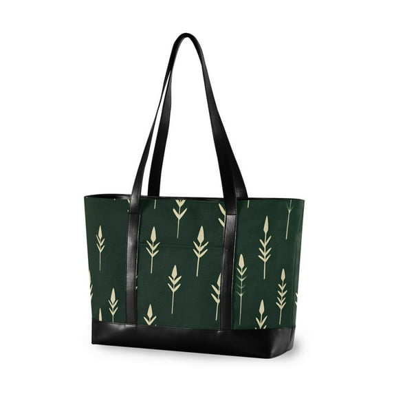 FORMRS Laptop Tote Bag for Women with 15.6" Computer Compartments Handbag, Dark Green Plants