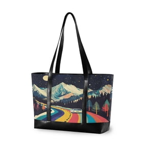FORMRS Canvas Laptop Tote Bag for Women with 15.6" Computer Compartments Shoulder Handbag, Evening Mountain Road