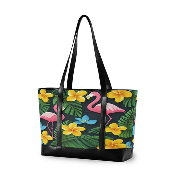 FORMRS Laptop Tote Bag for Women with 15.6" Computer Compartments Handbag, Flamingo Floral Pattern