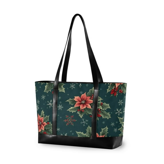 FORMRS Laptop Tote Bag for Women with 15.6" Computer Compartments Handbag, Floral Christmas