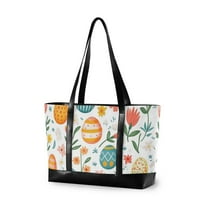 FORMRS Laptop Tote Bag for Women with 15.6" Computer Compartments Handbag, Floral Easter Eggs