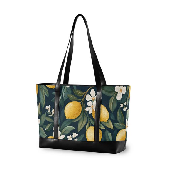 FORMRS Laptop Tote Bag for Women with 15.6" Computer Compartments Handbag, Floral Lemons