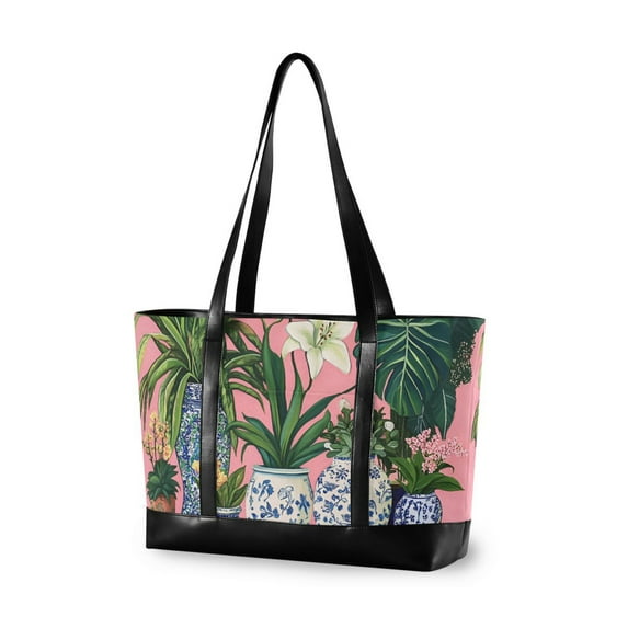 FORMRS Laptop Tote Bag for Women with 15.6" Computer Compartments Handbag, Floral Vase