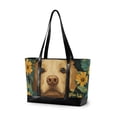 thumbnail image 1 of FORMRS Canvas Laptop Tote Bag for Women with 15.6" Computer Compartments Shoulder Handbag, Flowers and Dog, 1 of 7