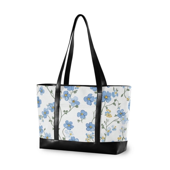 FORMRS Canvas Laptop Tote Bag for Women with 15.6" Computer Compartments Shoulder Handbag, Forget Me Not