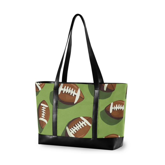 FORMRS Canvas Laptop Tote Bag for Women with 15.6" Computer Compartments Shoulder Handbag, Game Day Footballs