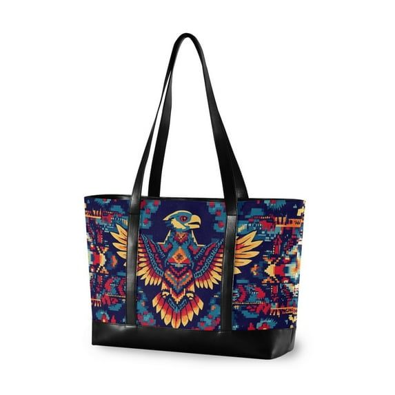 FORMRS Canvas Laptop Tote Bag for Women with 15.6" Computer Compartments Shoulder Handbag, Geometric Eagle
