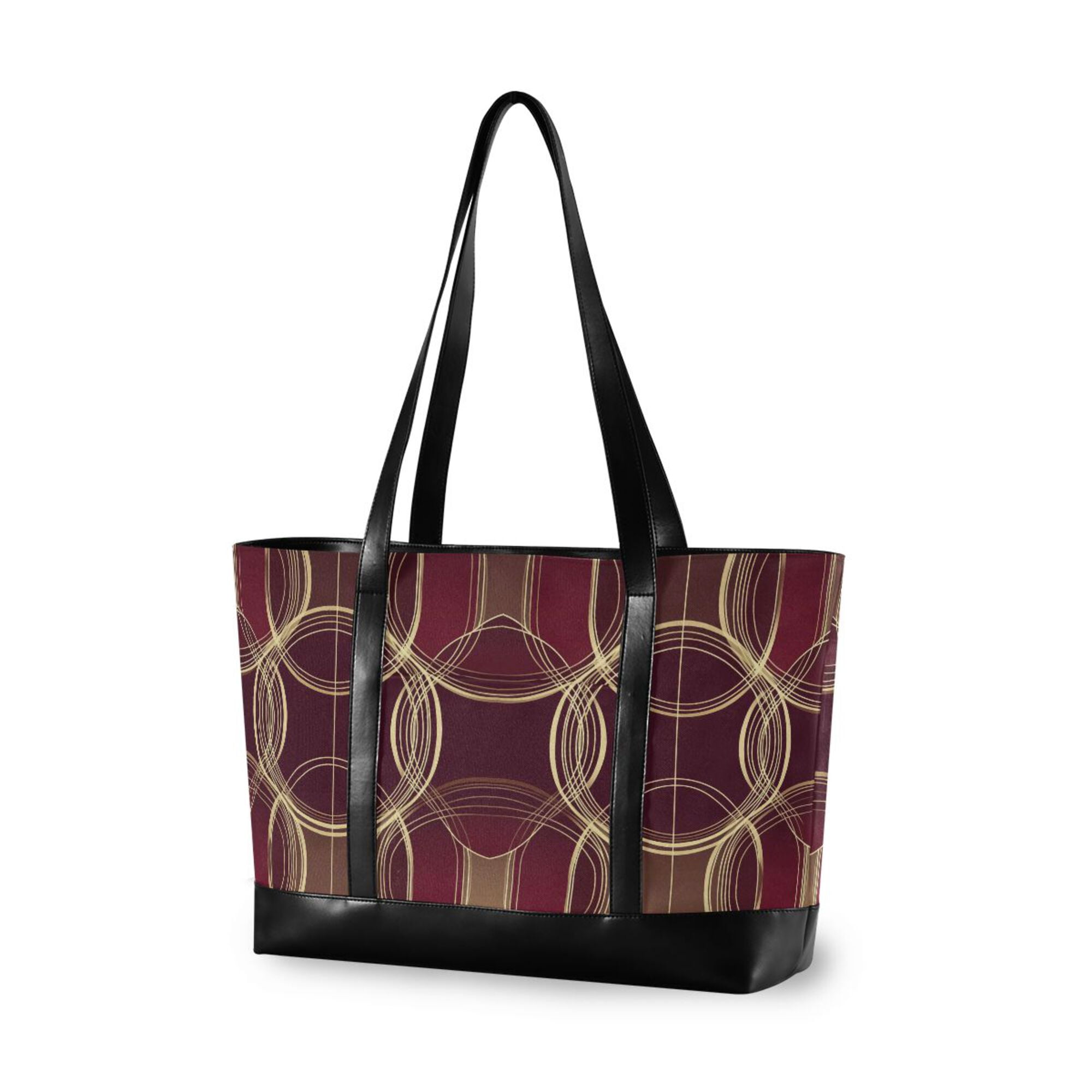 FORMRS Canvas Laptop Tote Bag for Women with 15.6" Computer Compartments Shoulder Handbag, Gold Abstract Pattern