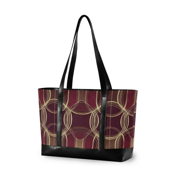FORMRS Laptop Tote Bag for Women with 15.6" Computer Compartments Handbag, Gold Abstract Pattern