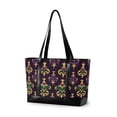 thumbnail image 1 of FORMRS Canvas Laptop Tote Bag for Women with 15.6" Computer Compartments Shoulder Handbag, Gold and Purple Floral Pattern, 1 of 7