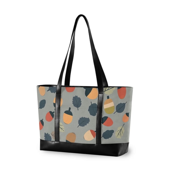 FORMRS Laptop Tote Bag for Women with 15.6" Computer Compartments Handbag, Gray Acorns Pattern