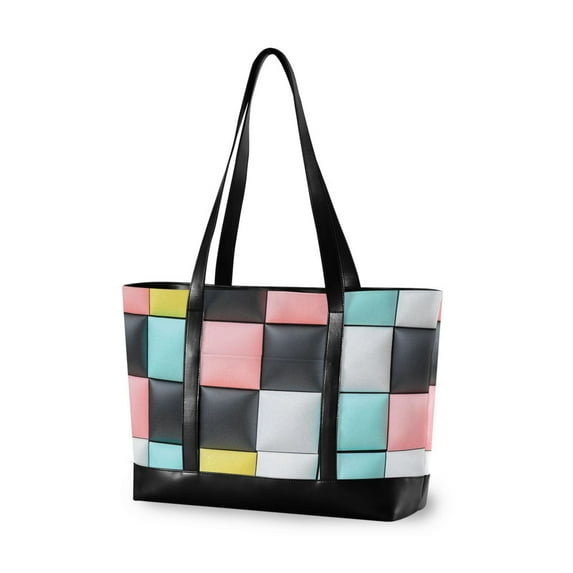 FORMRS Laptop Tote Bag for Women with 15.6" Computer Compartments Handbag, Gray Checkered Pattern