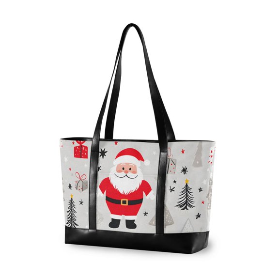 FORMRS Laptop Tote Bag for Women with 15.6" Computer Compartments Handbag, Gray Christmas Santa