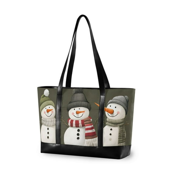 FORMRS Laptop Tote Bag for Women with 15.6" Computer Compartments Handbag, Gray Cute Snowmen