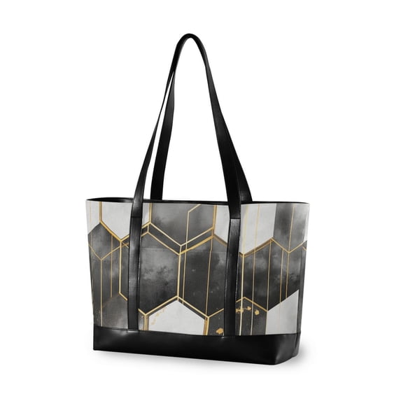FORMRS Laptop Tote Bag for Women with 15.6" Computer Compartments Handbag, Gray Hexagons