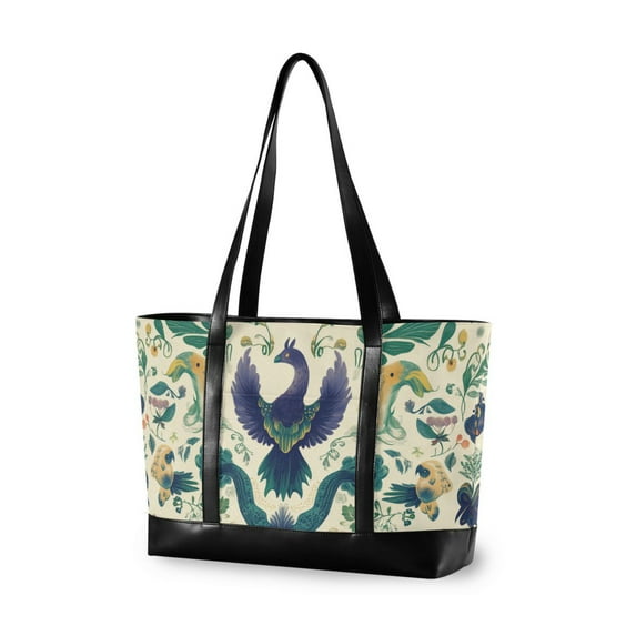 FORMRS Laptop Tote Bag for Women with 15.6" Computer Compartments Handbag, Green Animals Pattern