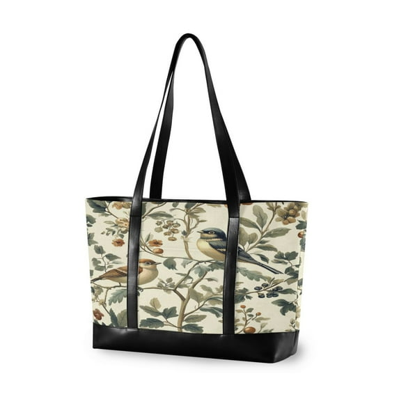 FORMRS Laptop Tote Bag for Women with 15.6" Computer Compartments Handbag, Green Birds