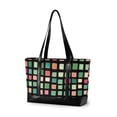thumbnail image 1 of FORMRS Canvas Laptop Tote Bag for Women with 15.6" Computer Compartments Shoulder Handbag, Green Block Pattern, 1 of 7