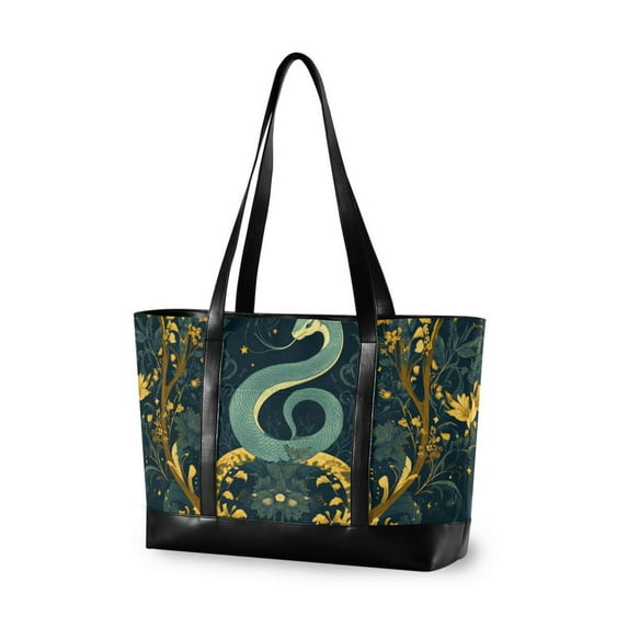FORMRS Laptop Tote Bag for Women with 15.6" Computer Compartments Handbag, Green Celestial Serpent