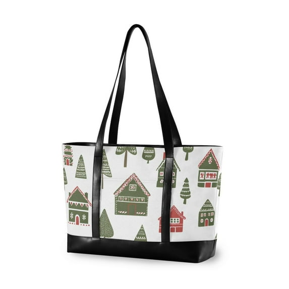 FORMRS Laptop Tote Bag for Women with 15.6" Computer Compartments Handbag, Green Christmas House