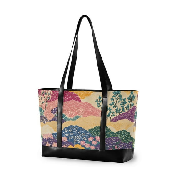 FORMRS Laptop Tote Bag for Women with 15.6" Computer Compartments Handbag, Green Floral Wave