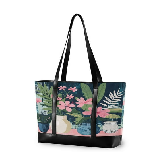 FORMRS Laptop Tote Bag for Women with 15.6" Computer Compartments Handbag, Green Floral