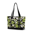 thumbnail image 1 of FORMRS Canvas Laptop Tote Bag for Women with 15.6" Computer Compartments Shoulder Handbag, Green Flower Pattern, 1 of 7