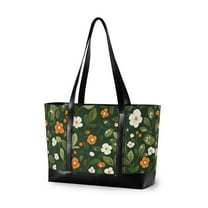 FORMRS Laptop Tote Bag for Women with 15.6" Computer Compartments Handbag, Green Flowers Pattern