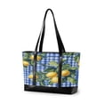 thumbnail image 1 of FORMRS Canvas Laptop Tote Bag for Women with 15.6" Computer Compartments Shoulder Handbag, Green Lemon Plaid, 1 of 7
