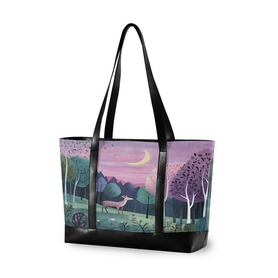 FORMRS Laptop Tote Bag for Women with 15.6" Computer Compartments Handbag, Green Night Deer
