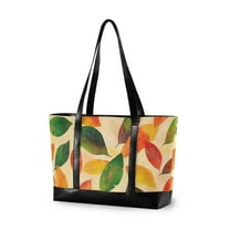FORMRS Laptop Tote Bag for Women with 15.6" Computer Compartments Handbag, Green Retro Autumn Leaves