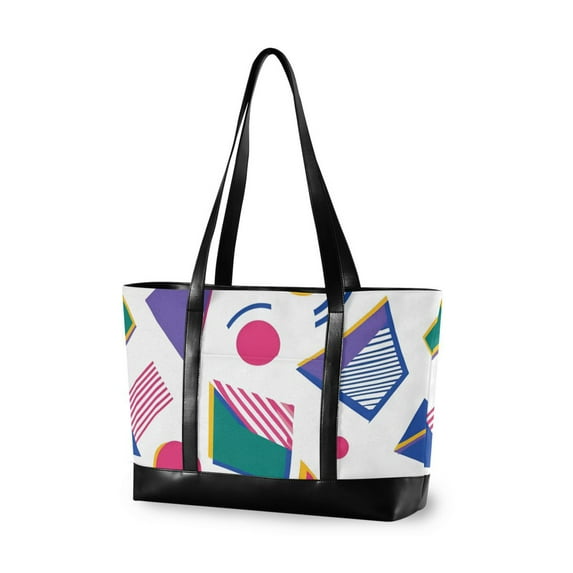 FORMRS Laptop Tote Bag for Women with 15.6" Computer Compartments Handbag, Green Retro Shapes